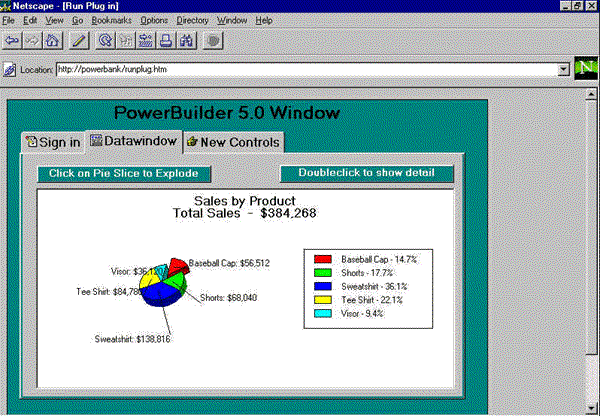 Figure 3: PowerBuilder child windows within Netscape Navigator